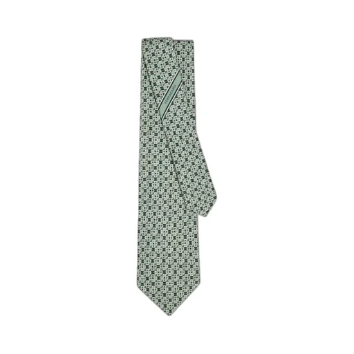 Gancini Square Print Silk Tie