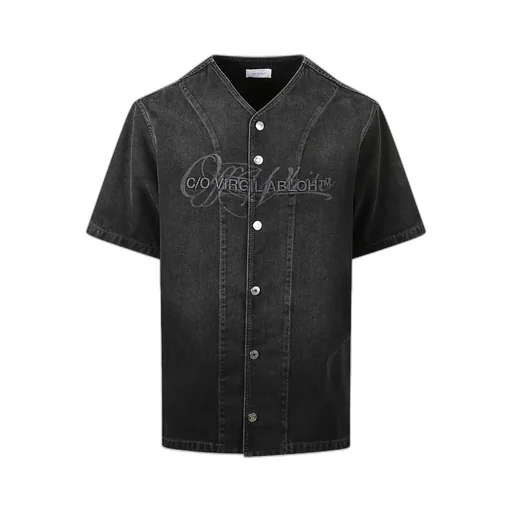 Off-White Button-Up Denim Baseball Shirt
