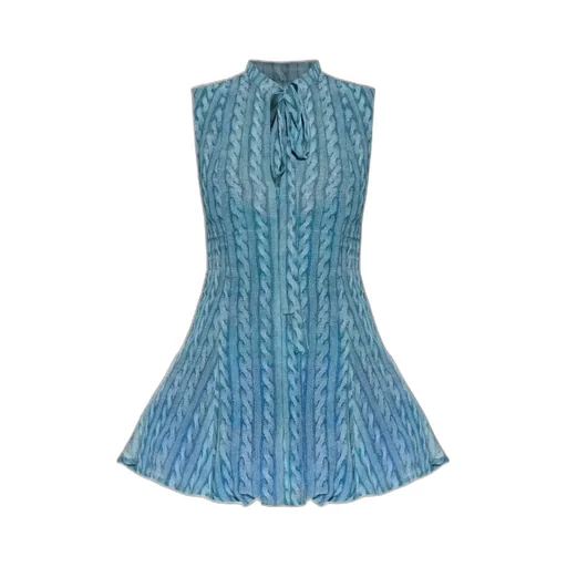 Cable-Print Minidress
