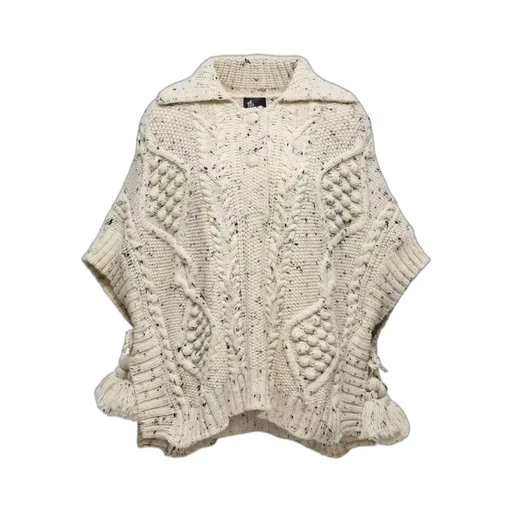 Wool Blend Tassel Cape