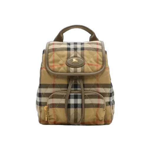 Burberry Logo Patch Checked Quilted Backpack