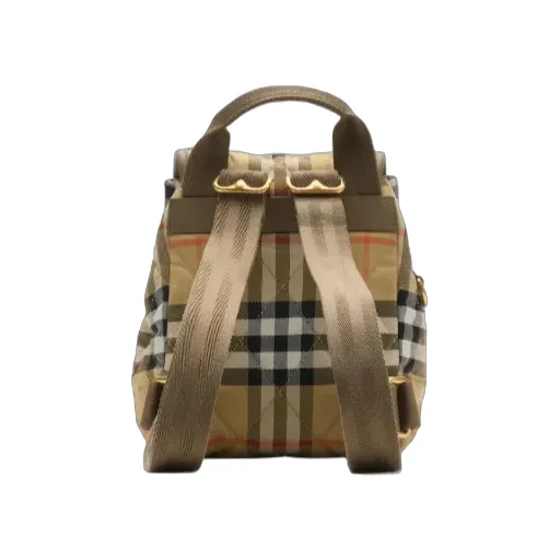 Burberry Logo Patch Checked Quilted Backpack