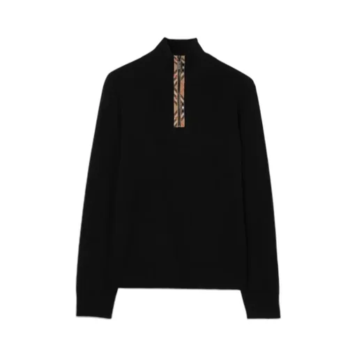 Burberry Check Trim Half-Zip Jumper