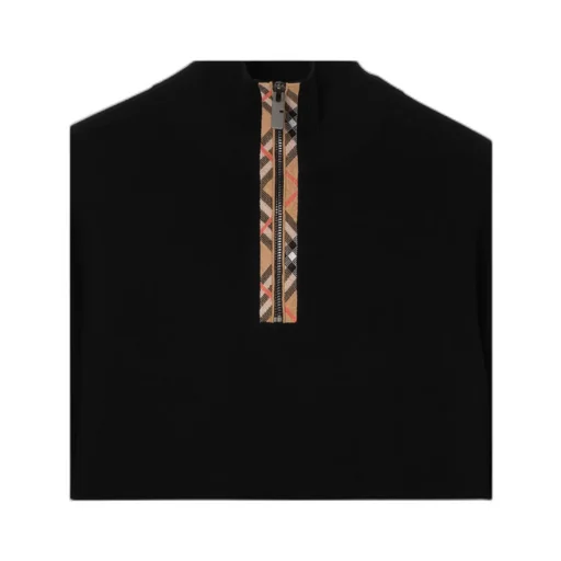 Burberry Check Trim Half-Zip Jumper