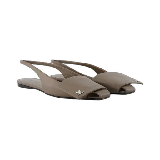 CourrÈGes Fold Leather Slingback Ballerinas