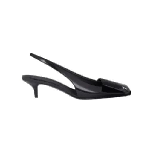 Courrges Fold Leather Slingback Pumps