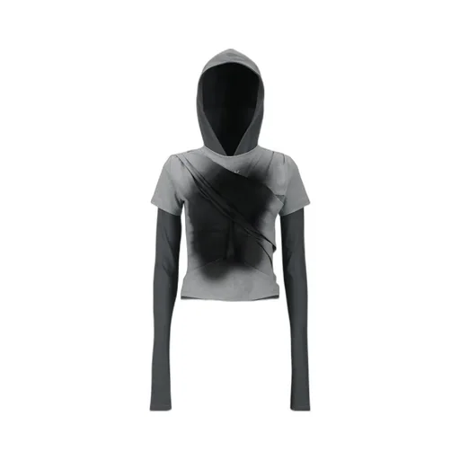 Pleated Hooded T-Shirt