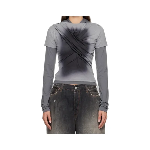 Pleated Hooded T-Shirt