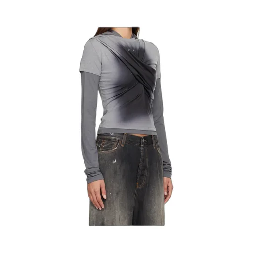 Pleated Hooded T-Shirt