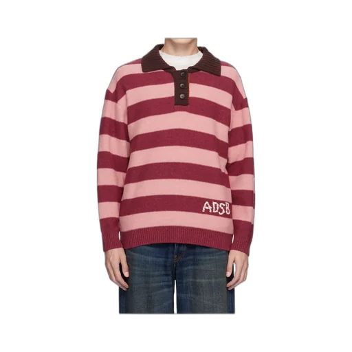 Loose-Fitting Striped Wool Blend Polo Shirt