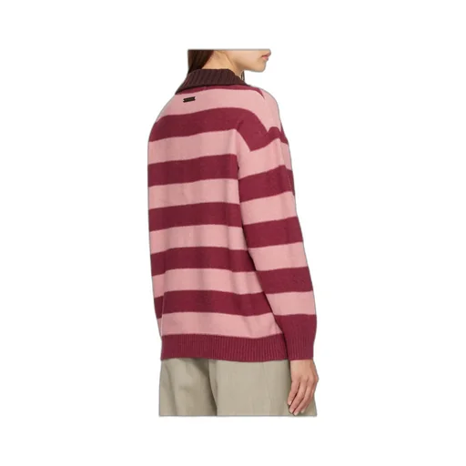 Loose-Fitting Striped Wool Blend Polo Shirt