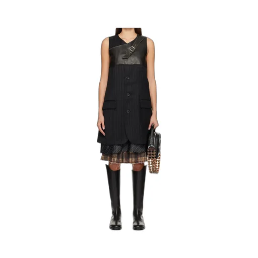 Suit-Style Sleeveless Midi Dress