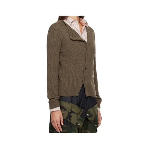 Ribbed Knit Wool Blend Cardigan
