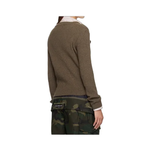 Ribbed Knit Wool Blend Cardigan