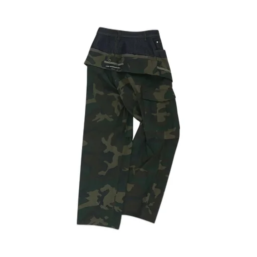 Camouflage Double-Waisted Cargo Wide-Leg Jeans