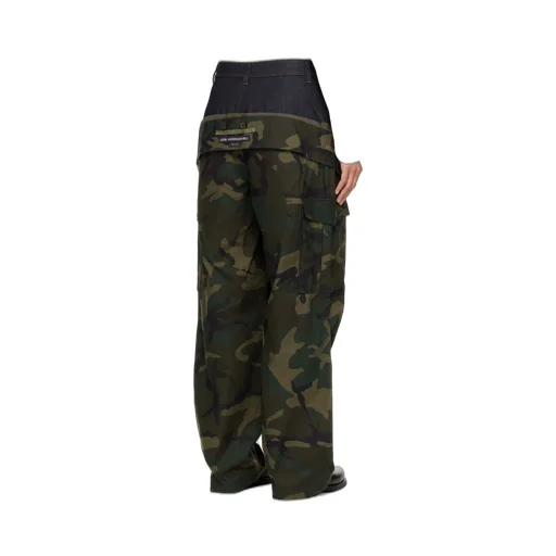 Camouflage Double-Waisted Cargo Wide-Leg Jeans