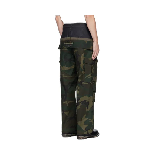 Camouflage Double-Waisted Cargo Wide-Leg Jeans