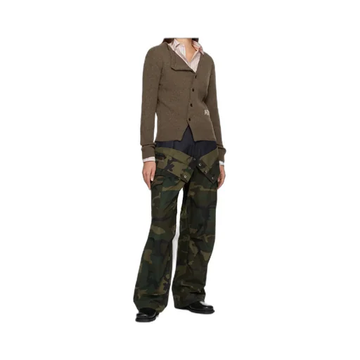 Camouflage Double-Waisted Cargo Wide-Leg Jeans