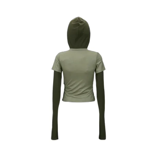 Pleated Hooded T-Shirt