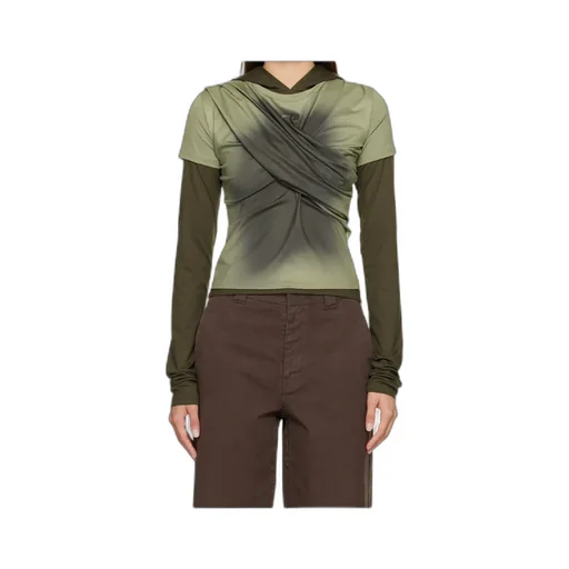 Pleated Hooded T-Shirt