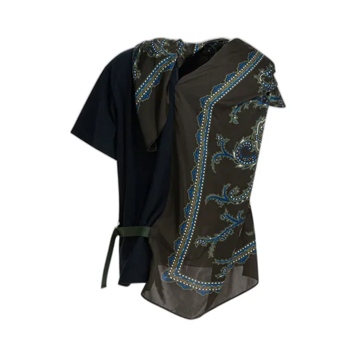 Sacai Paisley-Printed Panelled Asymmetric Top