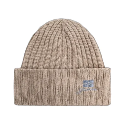 Beige Wool Knit Beanie