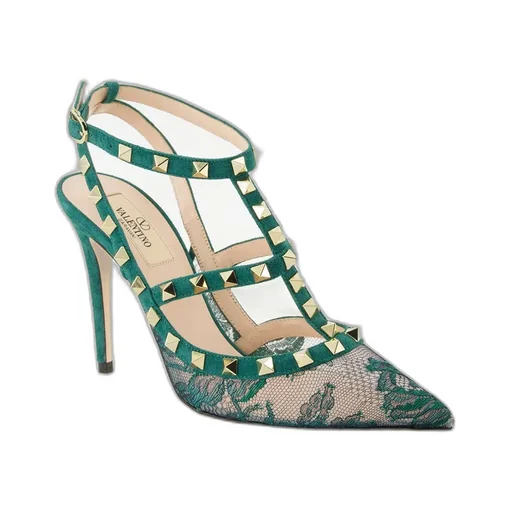 10Mm Rockstud Lace Court Pumps