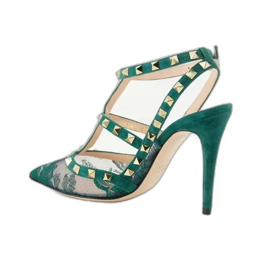 10Mm Rockstud Lace Court Pumps