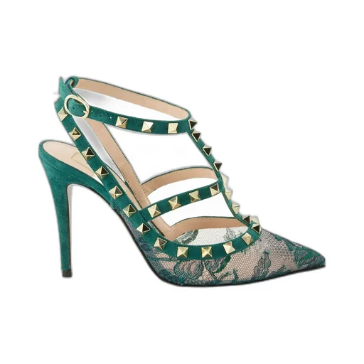 10Mm Rockstud Lace Court Pumps