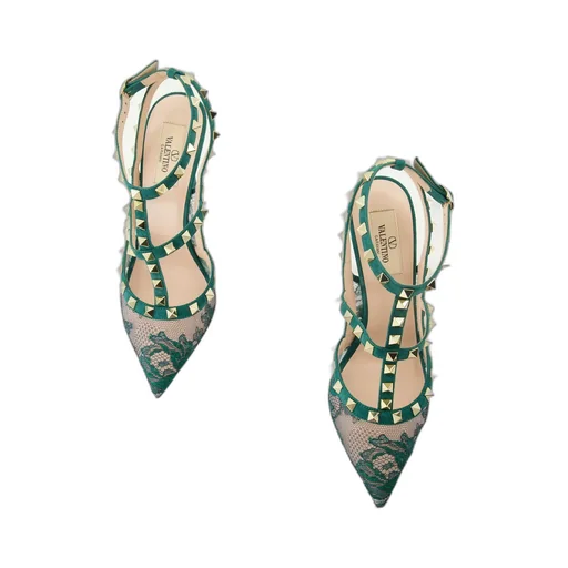 10Mm Rockstud Lace Court Pumps