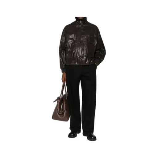 Patch-Pocket Leather Jacket