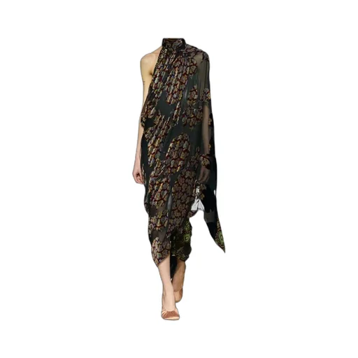 Turtle Neck One Sleeve Layered Long Dress
