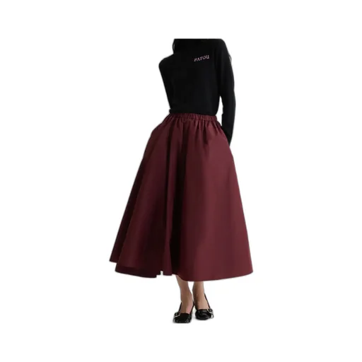 Asymmetric Faille Midi Skirt