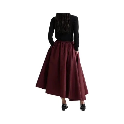 Asymmetric Faille Midi Skirt