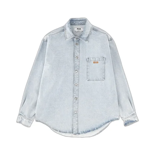 Msgm Marbled Denim Shirt