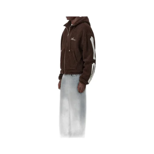 Zip-Up Bone-Detail Hoodie