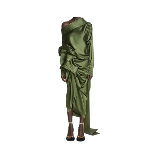 Draped Silk Satin Skirt