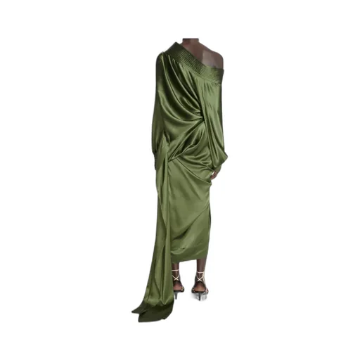 Draped Silk Satin Skirt