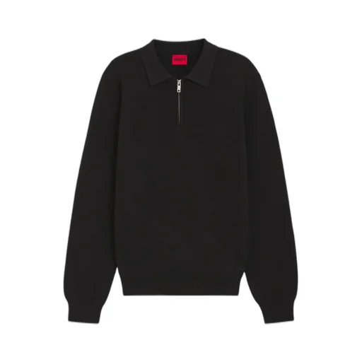 Polo-Collar Zip-Front Sweater
