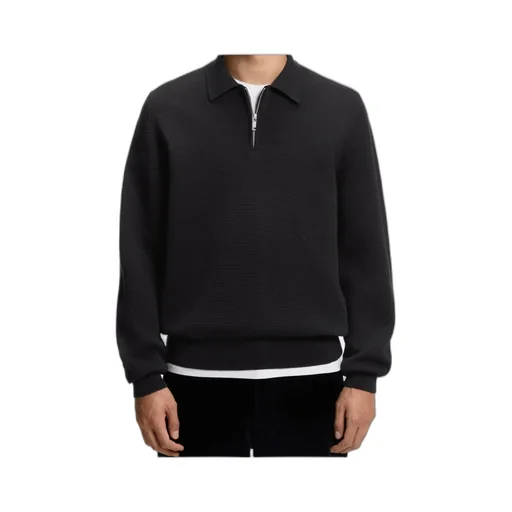 Polo-Collar Zip-Front Sweater