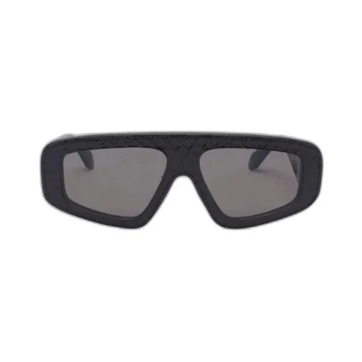 Leather-Trimmed Geometric Sunglasses