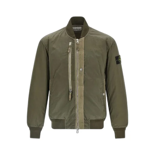 Stone Island Logo Patch Zipped Bomber Jacket