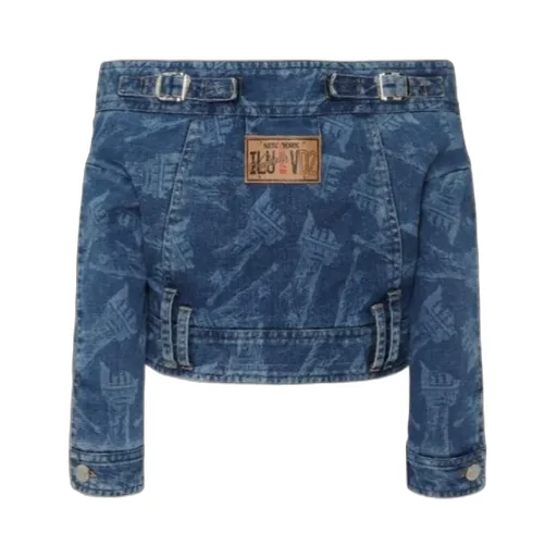 Dsquared2 X Vaquera Offer-Shoulder Cropped Denim Jacket
