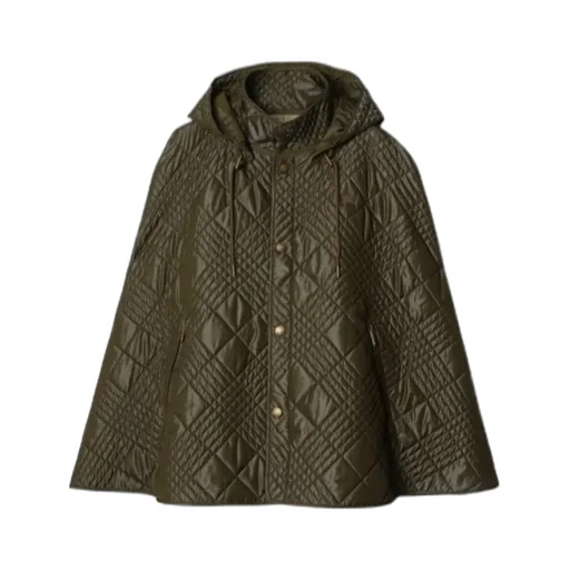 Micro Check-Stitch Nylon Blend Cape