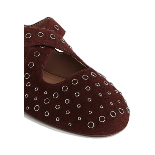 Criss Cross Ballet Flats In Suede With Eyelets