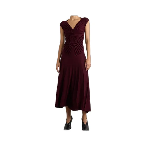 Pleated Wool Midi Dress