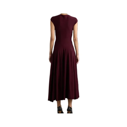 Pleated Wool Midi Dress