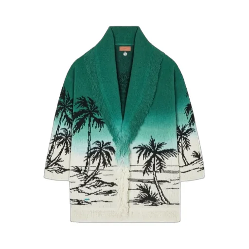 Wave Bloom Fringed Cardi-Coat