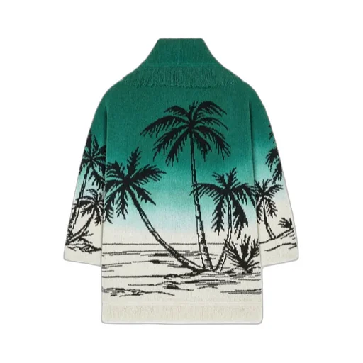 Wave Bloom Fringed Cardi-Coat
