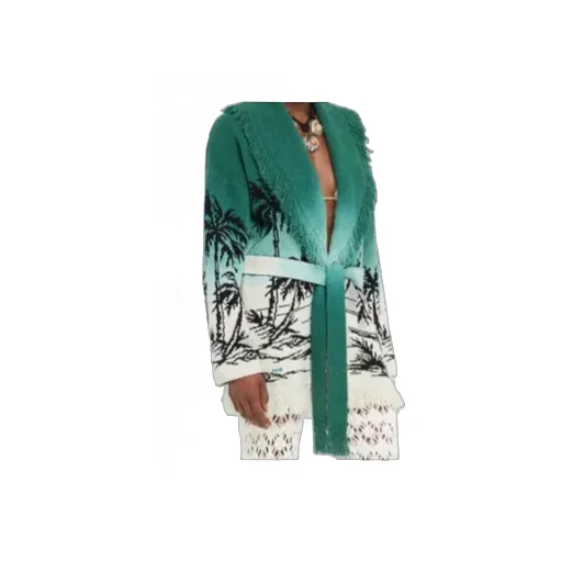 Wave Bloom Fringed Cardi-Coat